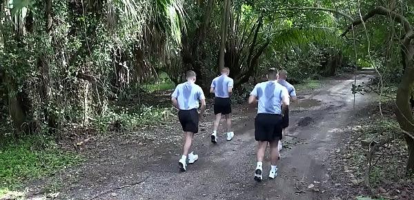  Army soldiers group fuck outdoors at basic training